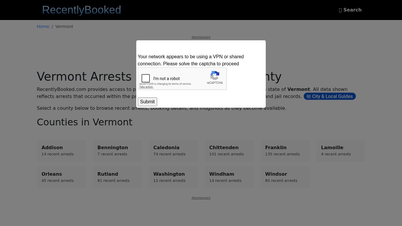 Recent bookings, Arrests, Mugshots in Vermont - Recently Booked